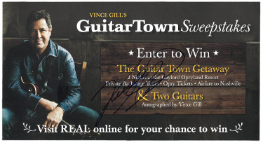 Vince Gill signed 6x11 Guitar Town Sweepstakes AD- JSA #GG38418