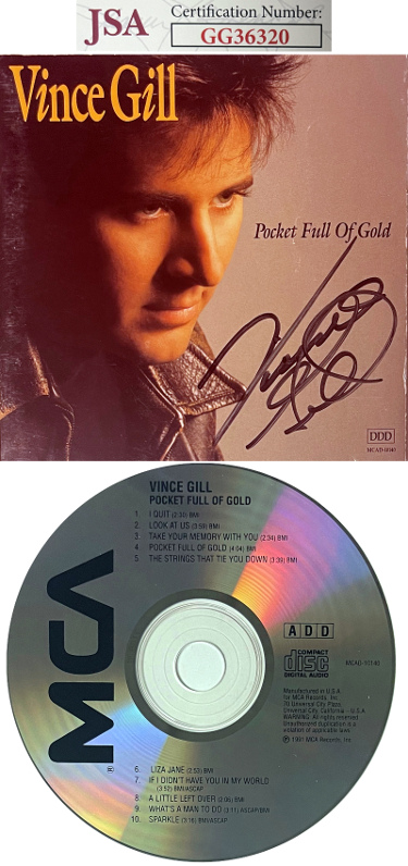 Vince Gill signed 1991 Pocket Full Of Gold Album Cover Booklet w/ CD & Case- JSA #GG36320
