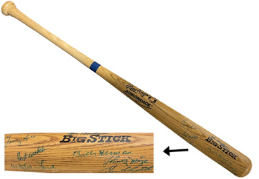 HOF Greats signed Rawlings Adirondack Pro Ring Bat- 7 sigs- Beckett Review (Whitey Ford/Johnny Mize/Billy Herman/George Kell)