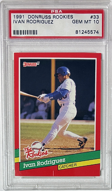 Ivan Rodriguez 1991 Donruss The Rookies Rookie Card (RC) #33- PSA Graded 10 Gem Mint (Texas Rangers)