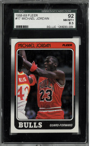Michael Jordan 1988-89 Fleer Card #17- SGC Graded 92 NM/MT+ 8.5 (Chicago Bulls/3rd Year)