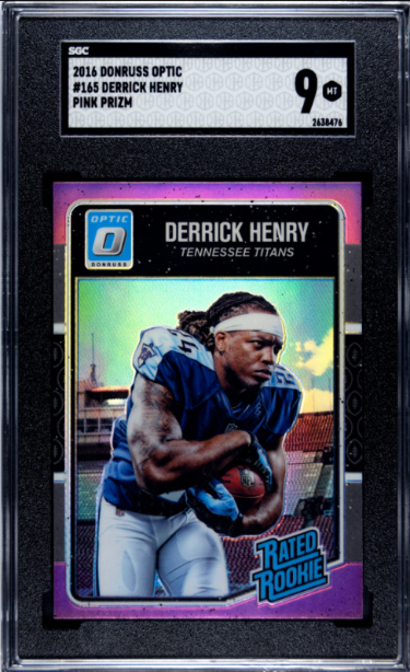 Derrick Henry 2016 Donruss Optic Pink Prizm Rated Rookie Card (RC) #165- SGC Graded 9 Mint (Tennessee Titans)