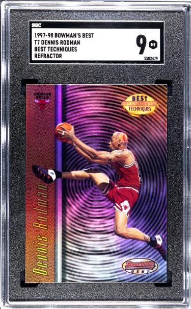 Dennis Rodman 1997-98 Bowman's Best Techniques Refractor Card #T7 - SGC Graded 9 Mint (Chicago Bulls/HOF)
