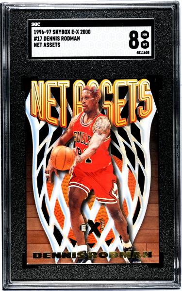 Dennis Rodman 1996-97 Skybox E-X 2000 Net Assets Die-Cut Card #17- SGC Graded 8 NM-MT (Bulls/HOF)