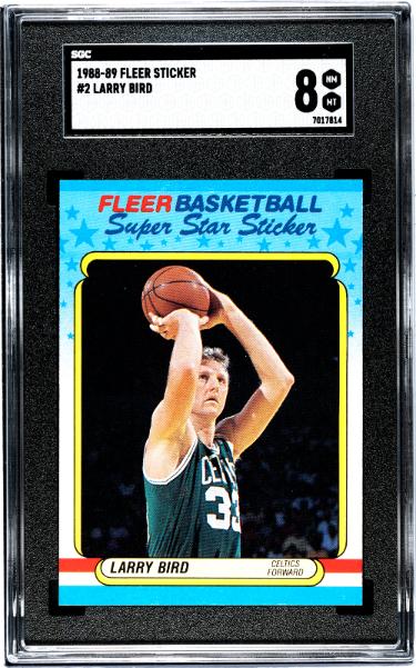 Larry Bird 1988-89 Fleer Sticker/Card #2- SGC Graded 8 NM-MT (Boston Celtics/HOF)