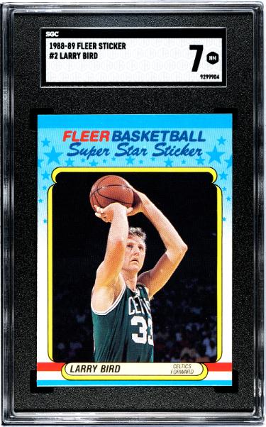 Larry Bird 1988-89 Fleer Sticker/Card #2- SGC Graded 7 NM (Boston Celtics/HOF)