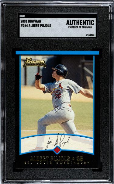 Albert Pujols 2001 Bowman Rookie Card (RC) #264- SGC Slabbed Authentic (Evidence of Trimming/Cardinals)