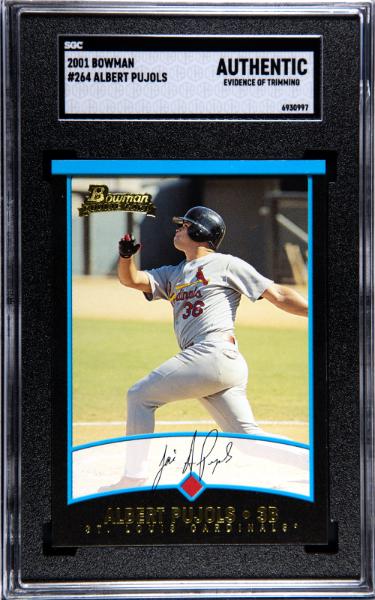 Albert Pujols 2001 Bowman Rookie Card (RC) #264- SGC Slabbed Authentic (Evidence of Trimming/Cardinals)