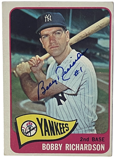 Bobby Richardson signed 1965 Topps On Card Auto #115- COA (New York Yankees/World Series MVP)