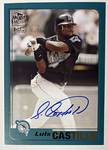 Luis Castillo signed 2018 Topps Archives Fan Favorites On Card Auto #FFA-LC -2001 Card Design (Florida Marlins)