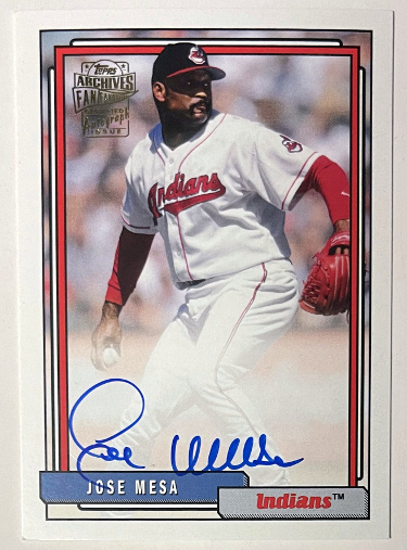 Jose Mesa signed 2018 Topps Archives Fan Favorites On Card Auto #FFA-JM 2001 Card Design (Cleveland Indians)