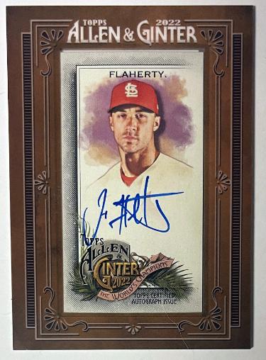 Jack Flaherty signed 2022 Topps Allen & Ginter Mini Framed Auto On Card #MA-JF (St. Louis Cardinals)