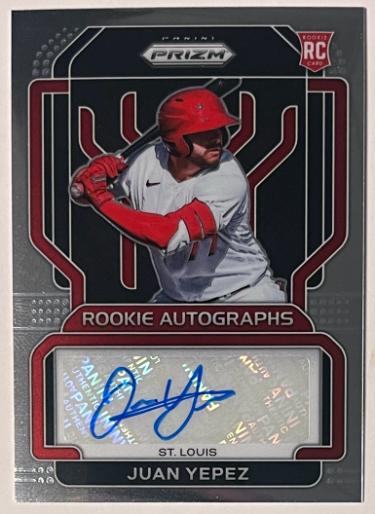 Juan Yepez signed 2022 Panini Prizm Rookie (RC) Auto Card #RA-JY (St. Louis Cardinals)