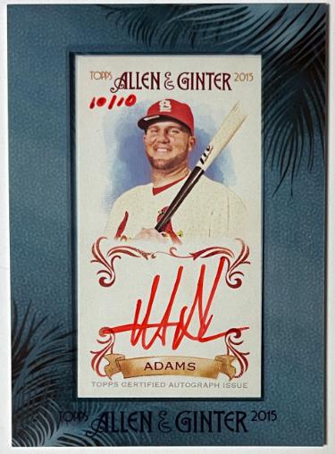 Matt Adams signed 2015 Allen & Ginter Framed Mini Red Auto Card- /10 (St. Louis Cardinals)