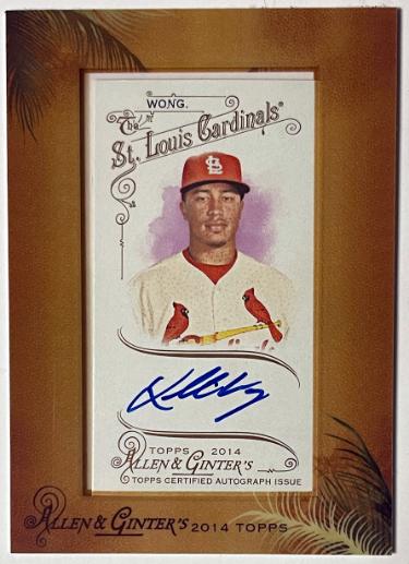 Kolten Wong 2014 Allen & Ginter Mini Framed On Card Auto #AGA-KW (St. Louis Cardinals)