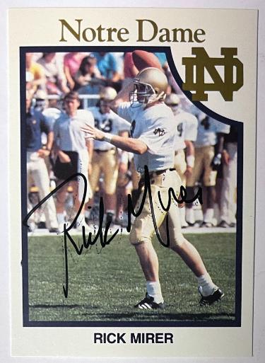 Rick Mirer signed 1990 Notre Dame Fighting Irish On Card Auto #22- COA