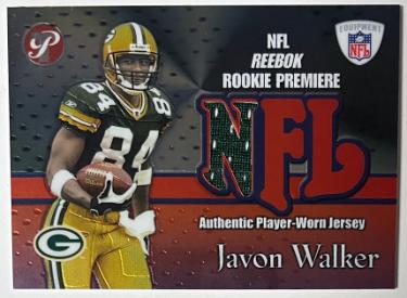 Javon Walker 2002 Topps Pristine Rookie Premier Player Worn Jersey Card #RPR-JW (Green Bay Packers)