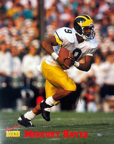Mercury Hayes signed Signature Rookies 8x10 Photo- COA (Michigan/Saints)