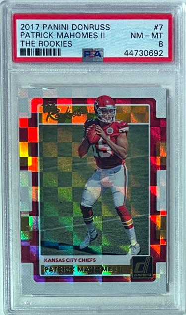 Patrick Mahomes 2017 Panini Donruss The Rookies Card (RC) #7- PSA Graded 8 NM-MT (Kansas City Chiefs)