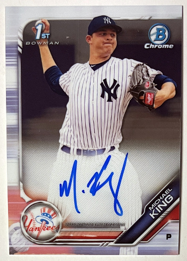Michael King signed 2019 1st Bowman Chrome Rookie On Card Auto #CPA-MK (New York Yankees)