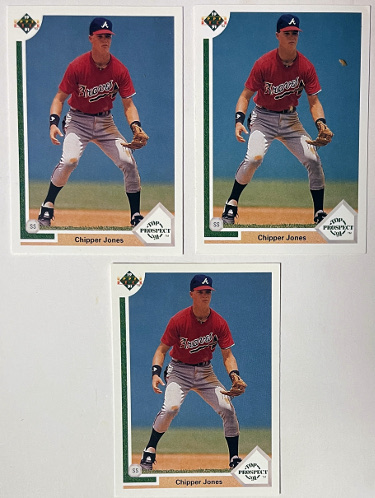 Chipper Jones 1991 Upper Deck Top Prospect Rookie Card (RC) #55- Lot of 3 (Atlanta Braves)