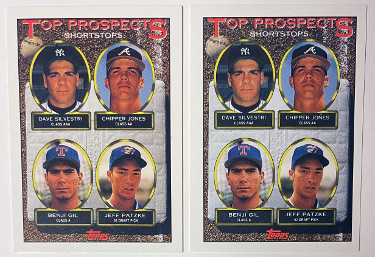 Chipper Jones 1993 Topps Top Prospects Rookie Card (RC) #529- Lot of 2 (Atlanta Braves)