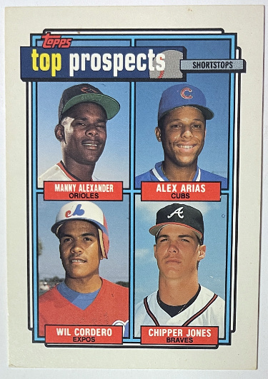 Chipper Jones 1992 Topps Top Prospects Shortstops Rookie Card (RC) #551 (Atlanta Braves)