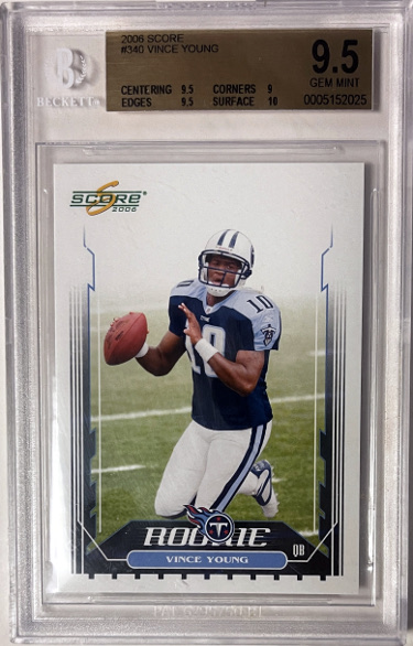Vince Young 2006 Score Football Rookie Card (RC) #340- Beckett Graded 9.5 Gem Mint (w/ Sub-Grades/Tennessee Titans)