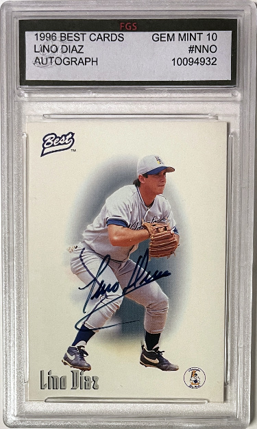 Lino Diaz signed 1996 Best Cards Rookie On Card Auto- FGS Graded 10 Gem Mint (Kansas City Royals)