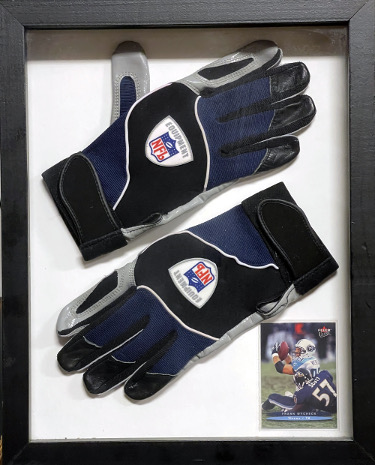 NFL Equipment Official Gloves Frank Wycheck Style Gloves w/ Card/Shadowbox Custom Framing 12x15