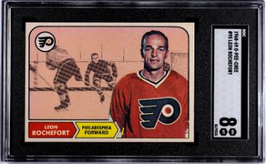 Leon Rochefort 1968-69 O-Pee-Chee NHL Rookie (RC) Card #95- SGC Graded 8 NM-MT (Philadelphia Flyers)