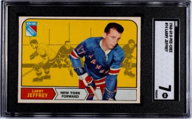 Larry Jeffrey 1968-69 O-Pee-Chee NHL Card #74- SGC Graded 7 NM (New York Rangers)