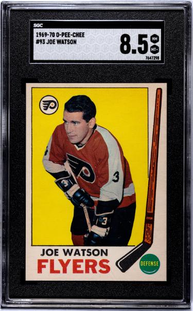 Joe Watson 1969-70 O-Pee-Chee NHL Card #93- SGC Graded 8.5 NM-MT+ (Philadelphia Flyers)