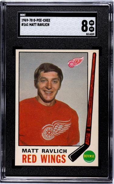 Matt Ravlich 1969-70 O-Pee-Chee NHL Card #161- SGC Graded 8 NM-MT (Detroit Red Wings)
