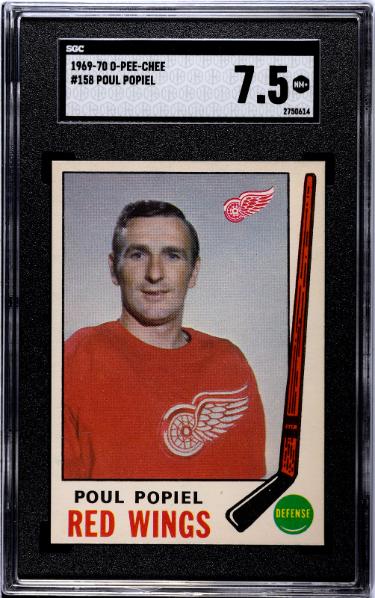 Poul Popiel 1969-70 O-Pee-Chee NHL Card #158- SGC Graded 7.5 NM+ (Detroit Red Wings)