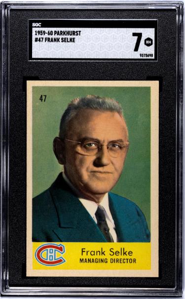 Frank Selke 1959-60 Parkhurst NHL Card #47 - SGC Graded 7 NM (Montreal Canadiens/HOF/9X Stanley Cup Champ)