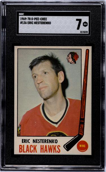 Eric Nesterenko 1969-70 O-Pee-Chee NHL Card #13- SGC Graded 7 NM (Chicago Blackhawks)