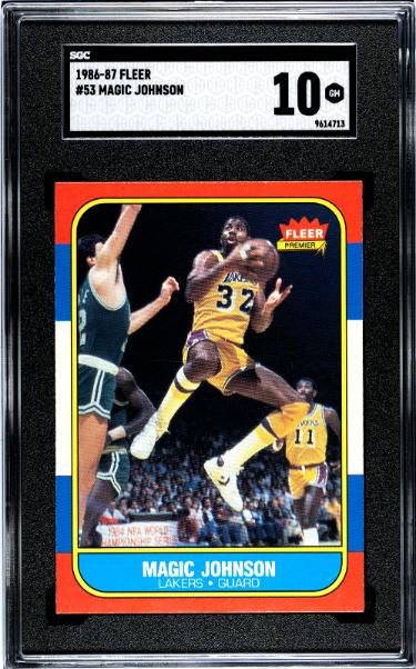 Magic Johnson 1986-87 Fleer Card #53- SGC Graded 10 Gem Mint (Los Angeles Lakers/HOF/RARE GRADE)