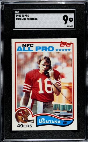 Joe Montana 1982 Topps Card #488- SGC Graded 9 Mint (San Francisco 49ers/HOF)