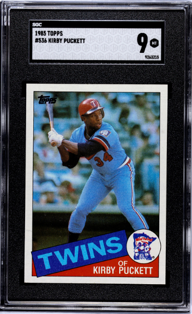 Kirby Puckett 1985 Topps Rookie Card (RC) #536- SGC Graded 9 Mint (Minnesota Twins/HOF)
