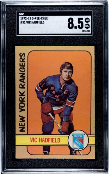 Vic Hadfield 1972-73 O-Pee-Chee NHL Card #31- SGC Graded 8.5 NM-MT+ (New York Rangers)