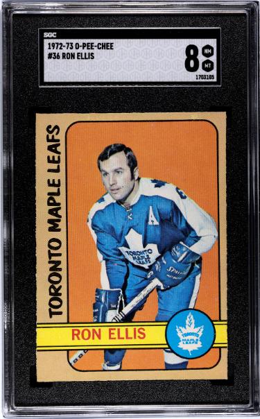 Ron Ellis 1972-73 O-Pee-Chee NHL Card #36-SGC Graded 8 NM-MT (Toronto Maple Leafs)