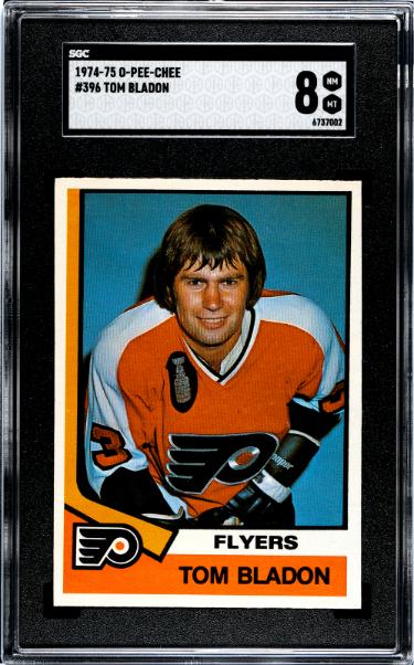 Tom Bladon 1974-75 O-Pee-Chee NHL Rookie (RC) Card #396- SGC Graded 8 NM-MT (Philadelphia Flyers)
