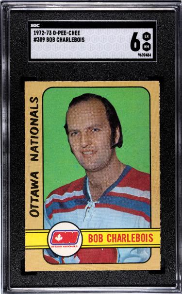 Bob Charlebois 1972-73 O-Pee-Chee NHL Card #309- SGC Graded 6 EX-NM (Ottawa Nationals)
