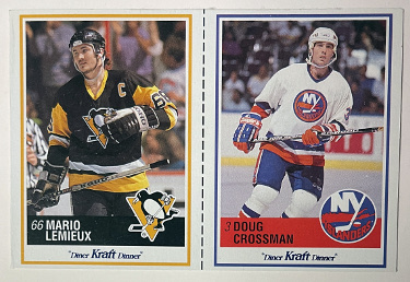 Mario Lemieux/Doug Crossman 1990-1991 Kraft Dinner Mac & Cheese 2 Card Panel (Penguins/Rangers)