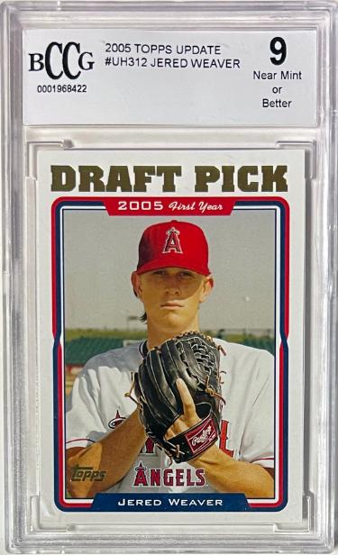 Jered Weaver 2005 Topps Update Rookie Card (RC) #UH312- BCCG Graded 9 Near Mint or Better (Los Angeles Angels/3X All-Star)