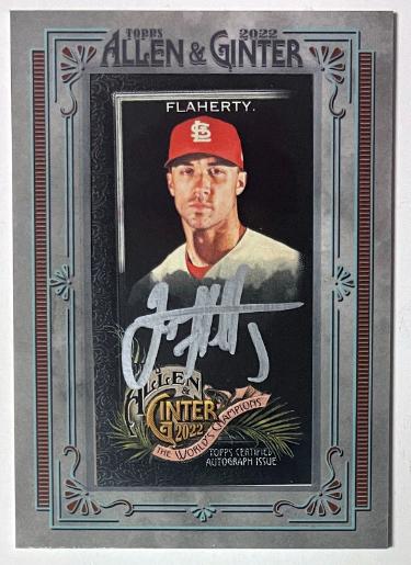 Jack Flaherty signed 2022 Allen & Ginter Framed Silver Mini Auto Card- /50 (St. Louis Cardinals/Silver Signature)