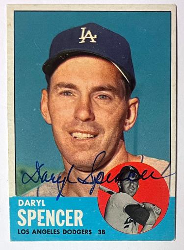 Daryl Spencer signed 1963 Topps On Card Auto #502- COA (Los Angeles Dodgers)