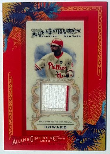 Ryan Howard 2010 Topps Allen & Ginter Relic Card #AGR-RH (Philadelphia Phillies)