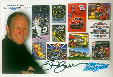 Sam Bass signed Official Nascar Artist 9x6 Promotional Racing Card/Photo- COA